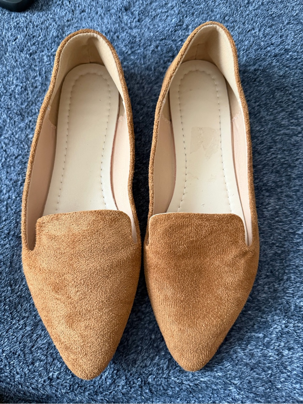 Women's Brown Pointed Toe Suede Slip-On Flat Shoes Loafers